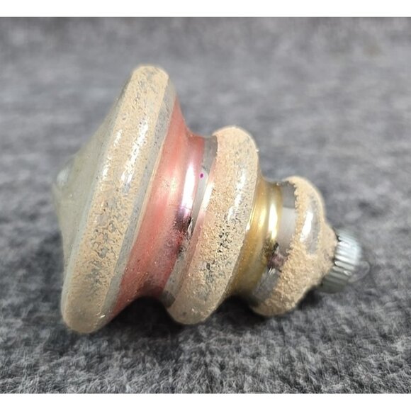 Other - MCM Christmas Ornament Shiny Brite Spinning Top Glass Pink White Stripe 1950s